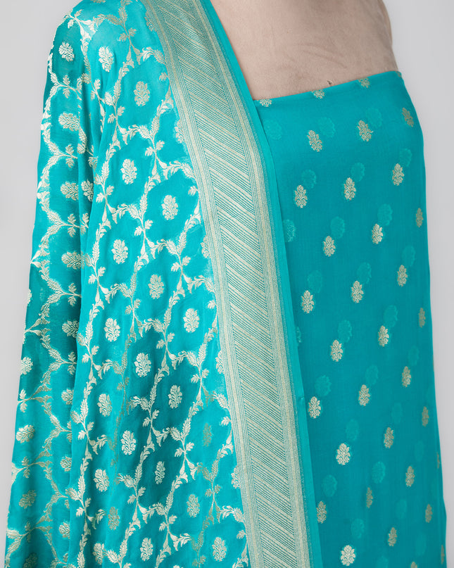Turquoise Mysore Vines Suit Set