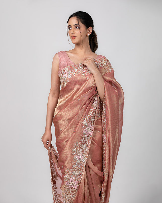 Blush Bloom Tissue Saree
