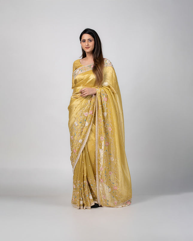 Blooming Honey Tissue Saree