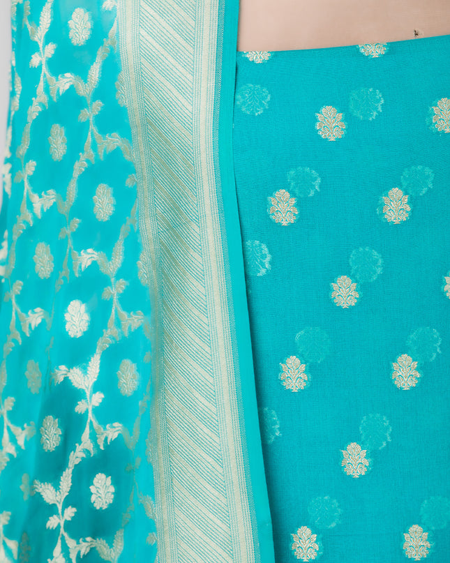 Turquoise Mysore Vines Suit Set