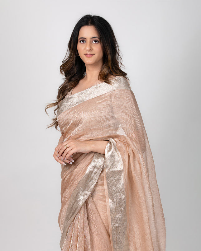 Ivory Gleam Zari Border Saree