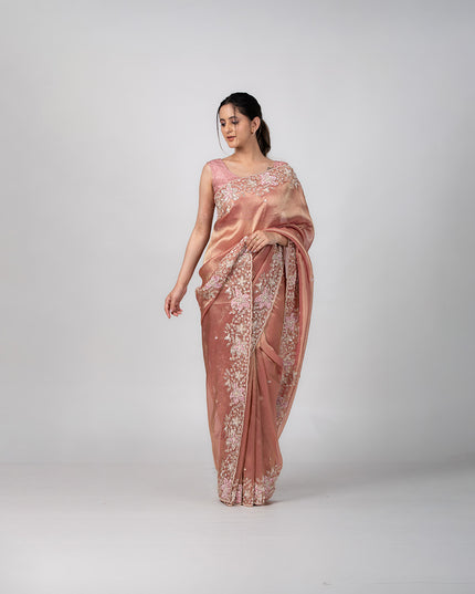 Blush Bloom Tissue Saree