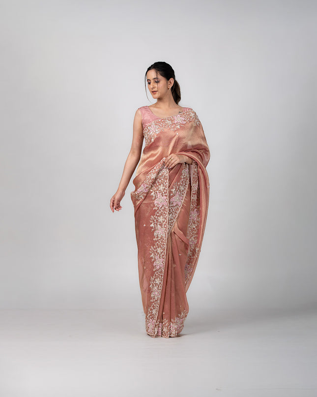 Blush Bloom Tissue Saree