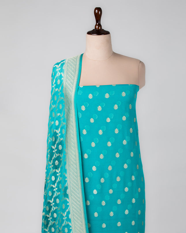 Turquoise Mysore Vines Suit Set