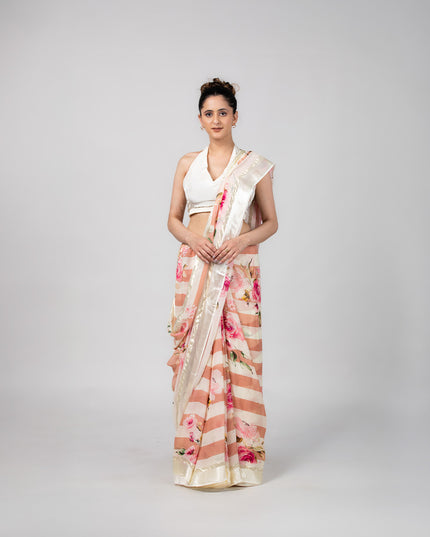 Blush Stripe Georgette Saree