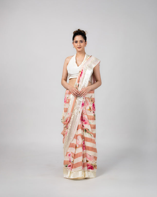 Blush Stripe Georgette Saree