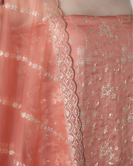 Tussar Peach Silk Set