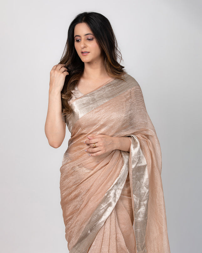 Ivory Gleam Zari Border Saree