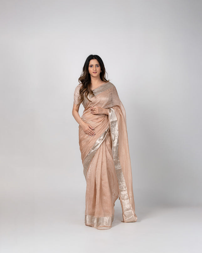 Ivory Gleam Zari Border Saree