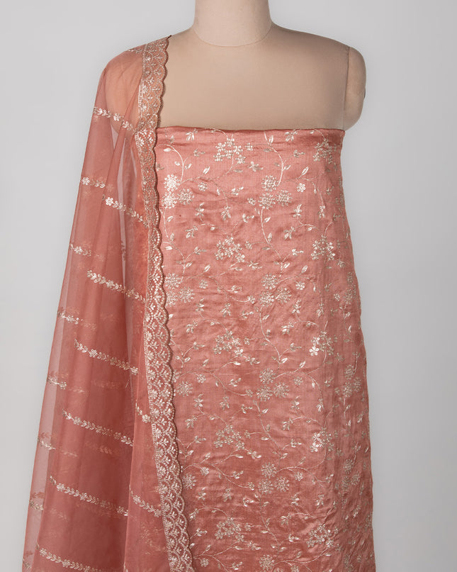 Tussar Peach Silk Set