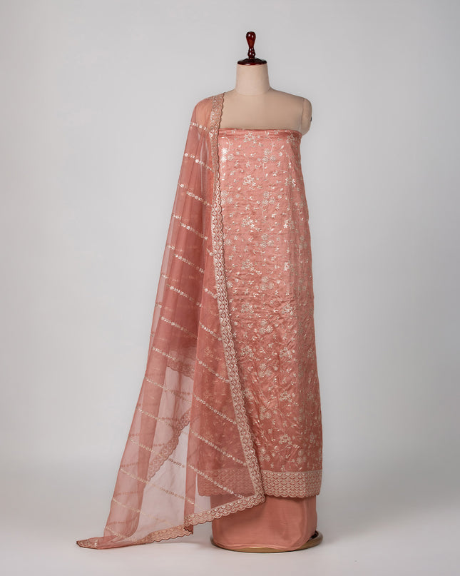 Tussar Peach Silk Set