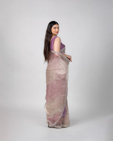 Lavender Mist Crush Tissue Saree