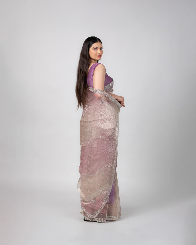 Lavender Mist Crush Tissue Saree