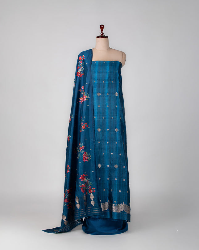 Banarasi Sapphire Silk Suit Set