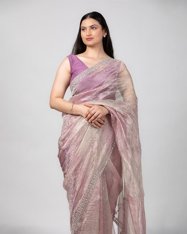 Lavender Mist Crush Tissue Saree
