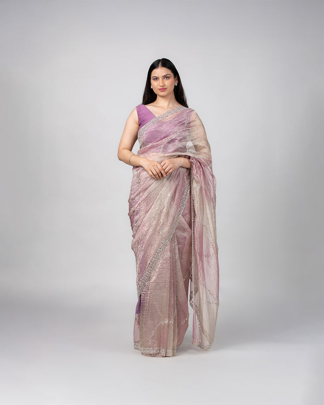 Lavender Mist Crush Tissue Saree