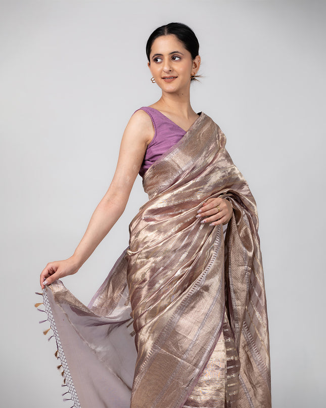 Lilac Sheen Handwoven Tissue Saree