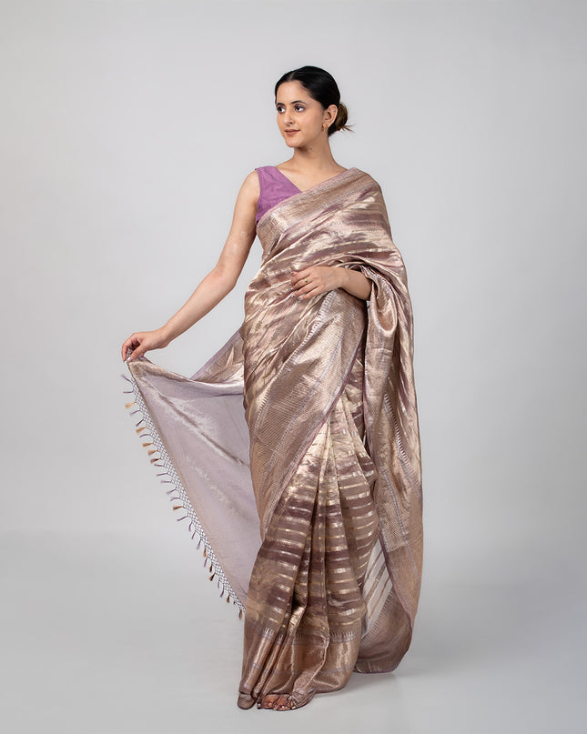 Lilac Sheen Handwoven Tissue Saree