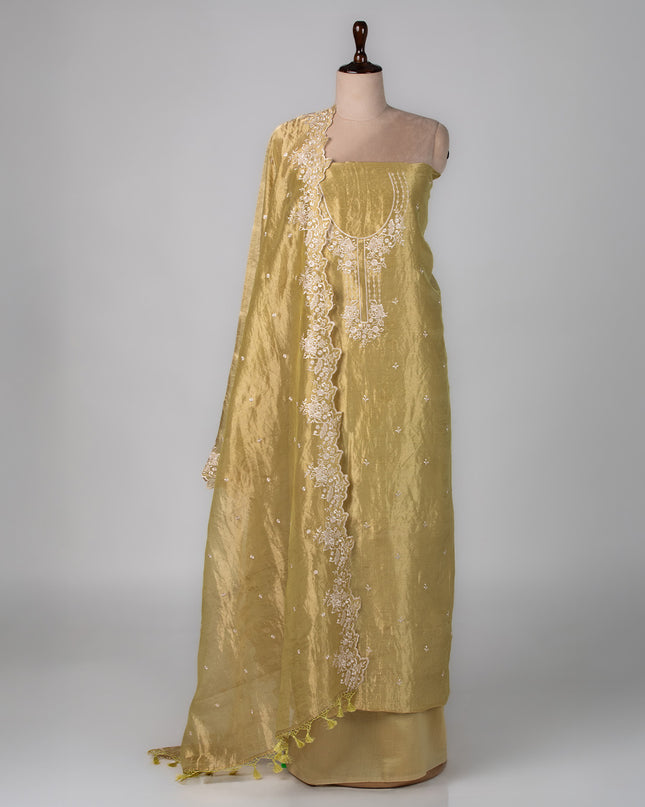 Golden Mist Tissue Parsi Work Suit Set
