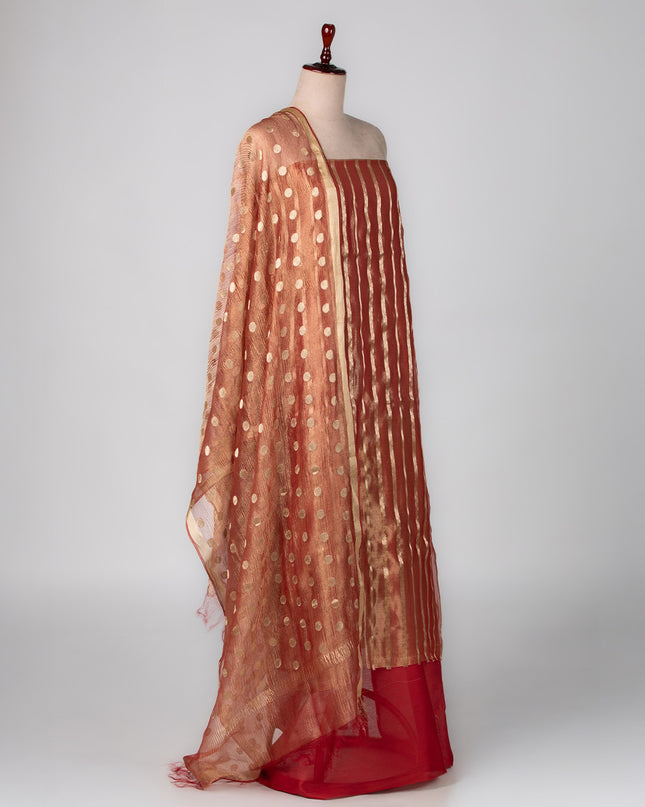 Rust Tissue Zari Suit Set