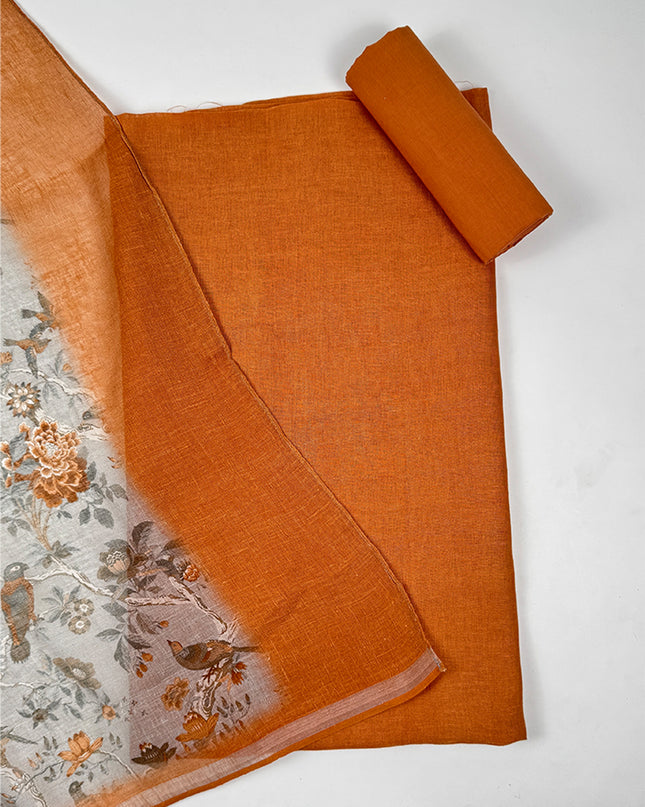 Rustic Charm suit set with plain linen work