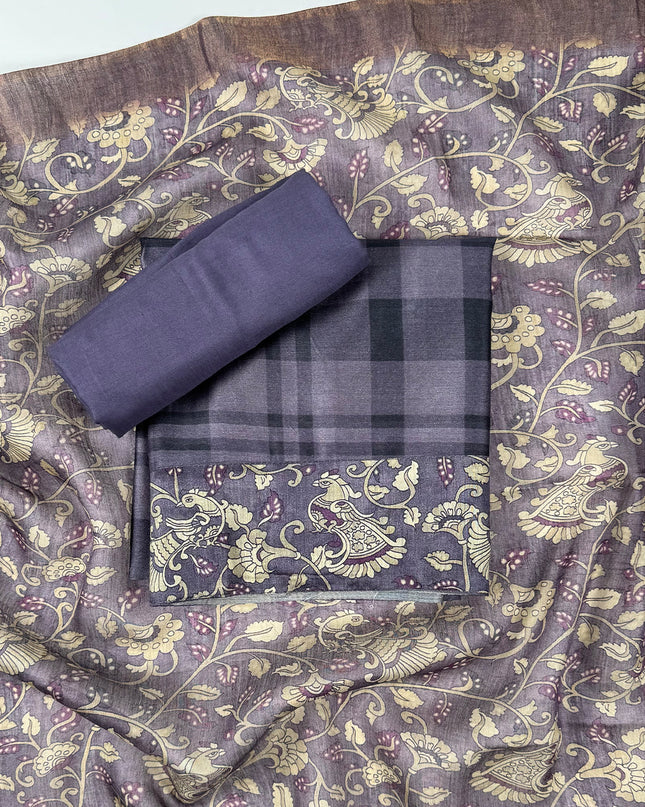 Ash grey silk suit set