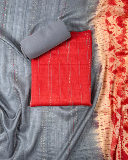 Royal Rose silk Suit set in kantha work