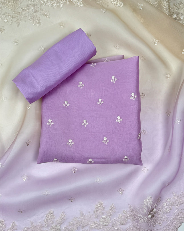 Royal Orchid Suit set in orgenza fabric with thread work