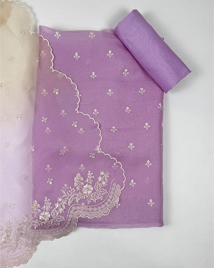 Royal Orchid Suit set in orgenza fabric with thread work