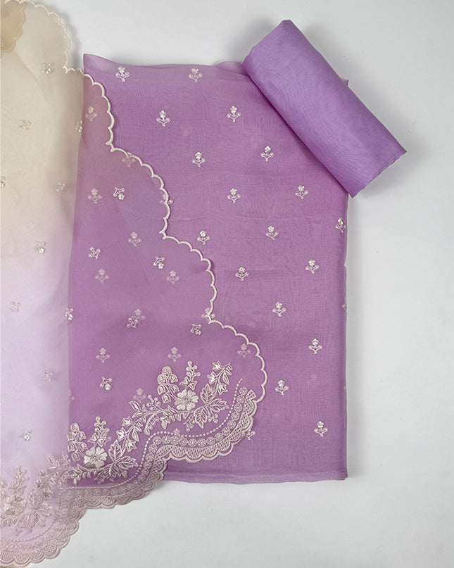 Royal Orchid Suit set in orgenza fabric with thread work