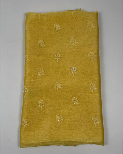Marigold suit in tissue linen fabric with work thread