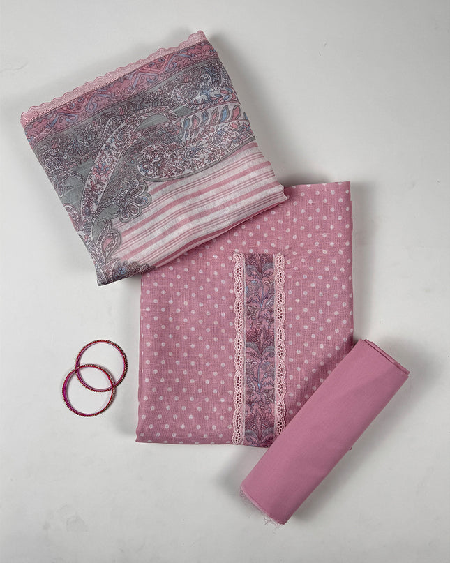 Pink Riverie Printed suit set in linen fabric