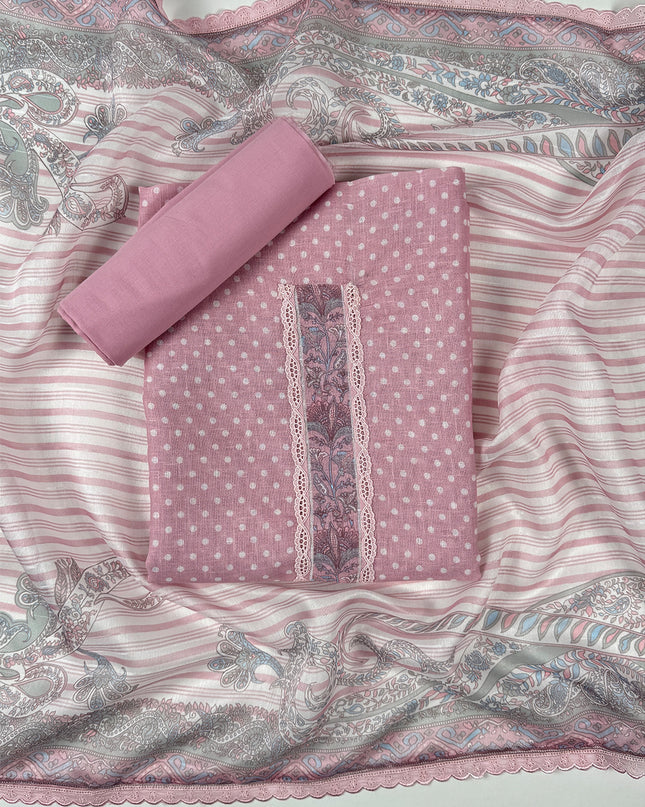 Pink Riverie Printed suit set in linen fabric