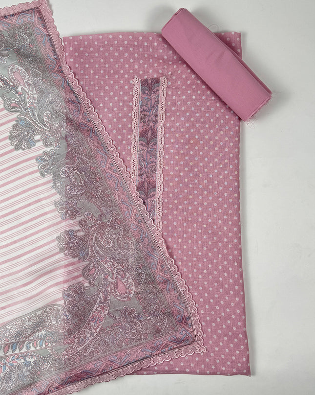 Pink Riverie Printed suit set in linen fabric