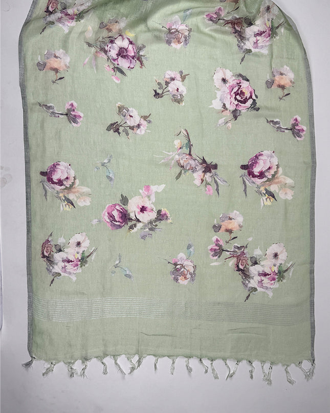 Sage Bloom suit set in linen fabric with work stripes