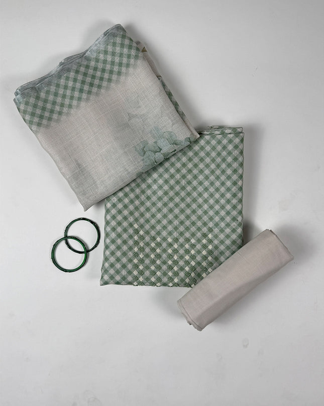 Mist leaf suit set in tissue linen fabric