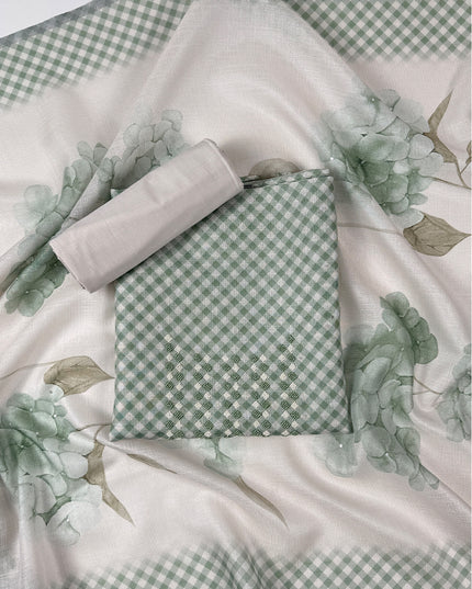 Mist leaf suit set in tissue linen fabric