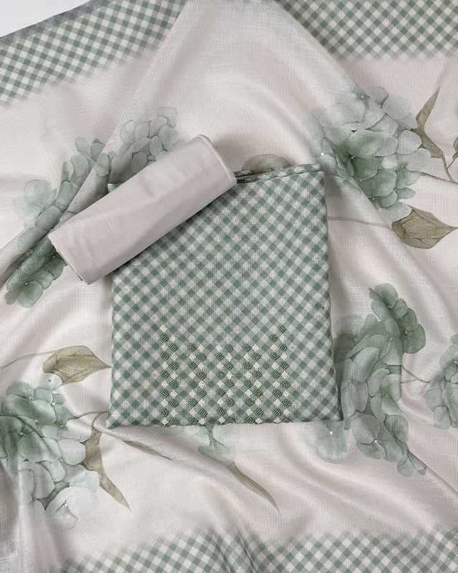 Mist leaf suit set in tissue linen fabric