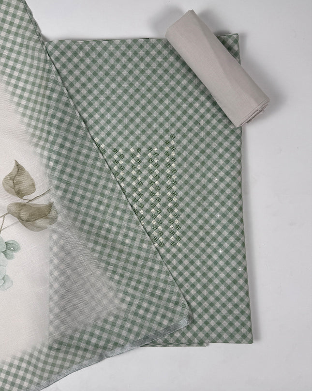 Mist leaf suit set in tissue linen fabric