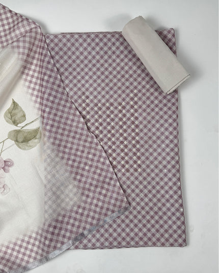 Purple Petal Suit Set in tissue fabric with pearl work