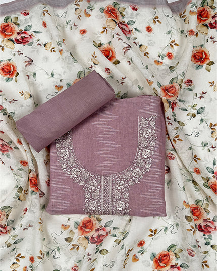 Lavender Grace Suit in linen fabric with thread work