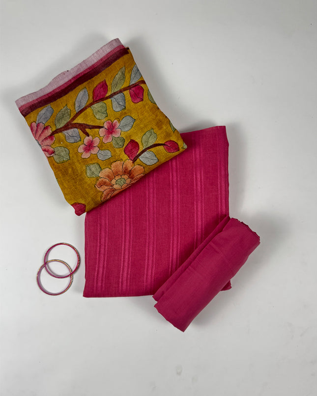 Pink Nazam suit set with work stripes