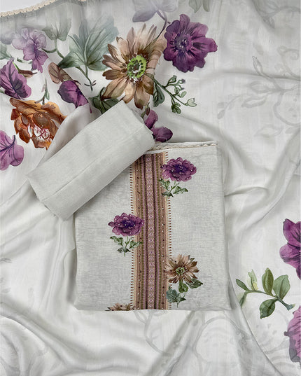 Ivory Calm Suit Set in linen fabric