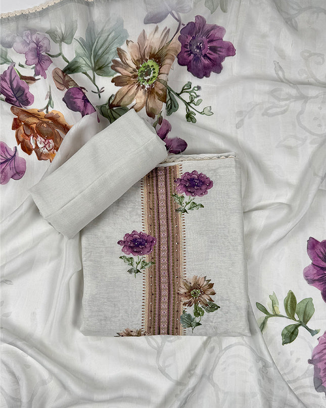 Ivory Calm Suit Set in linen fabric