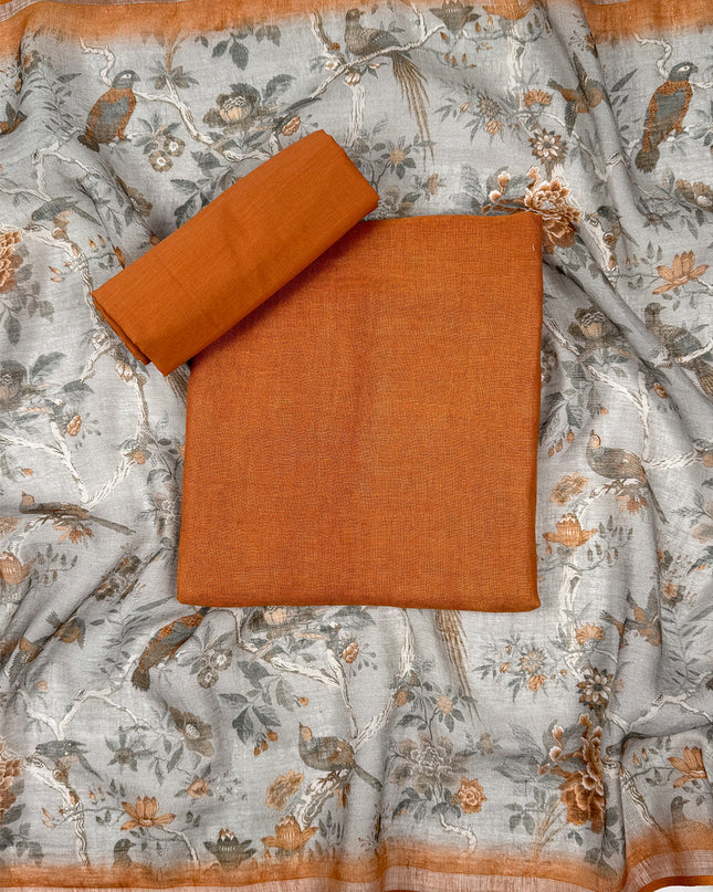 Rustic Charm suit set with plain linen work